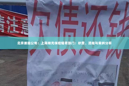 北京要账公司：上海阳光保险催收部门：职责、流程与案例分析