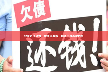 北京讨债公司：给政府要账，那些不得不说的事