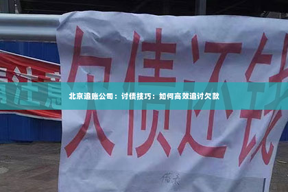 北京追账公司：讨债技巧：如何高效追讨欠款