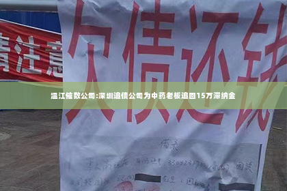 温江催数公司:深圳追债公司为中药老板追回15万滞纳金