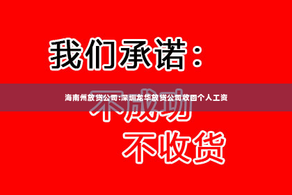 海南州放贷公司:深圳龙华放贷公司收回个人工资