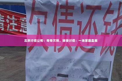 北京讨债公司：哥哥欠钱，妹妹讨债：一场家庭血案