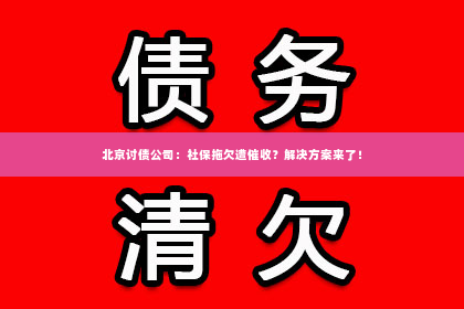 北京讨债公司：社保拖欠遭催收？解决方案来了！