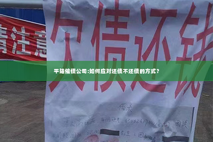 平陆催债公司:如何应对还债不还债的方式？