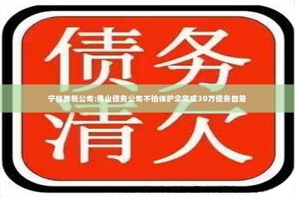 宁强要帐公司:佛山债务公司不怕保护伞完成30万债务回笼