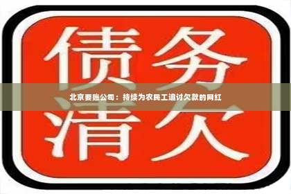 北京要账公司：持续为农民工追讨欠款的网红