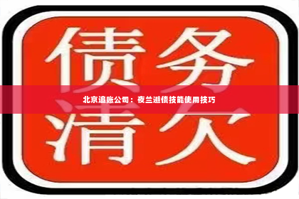 北京追账公司：夜兰避债技能使用技巧