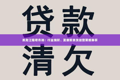 黑龙江催收市场：行业现状、发展前景及经营策略解析