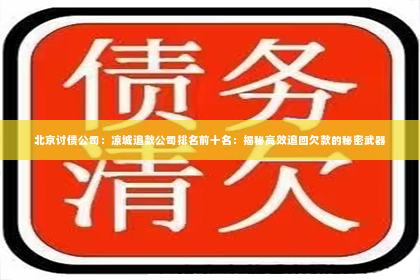 北京讨债公司：凉城追款公司排名前十名：揭秘高效追回欠款的秘密武器