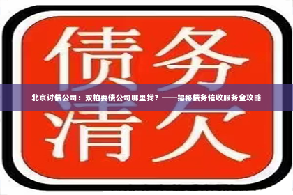 北京讨债公司：双柏要债公司哪里找？——揭秘债务催收服务全攻略