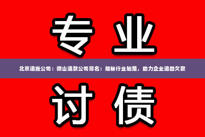 北京追账公司：微山追款公司排名：揭秘行业翘楚，助力企业追回欠款